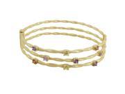 Dlux Jewels 3 Row Gold MultiColor Cubic Zirconia Bangle