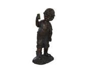 NorthLight 18 in. Distressed Black Bronze Boy with Cell Phone Solar Powered LED Lighted Outdoor Patio Garden Statue
