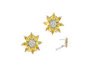 CZ Collections EAR129 Y Yellow Flower Earrings with Sterling Silver Material