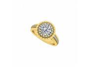 Fine Jewelry Vault UBNR84666AGVYCZ CZ Halo Engagement Ring in Yellow Gold Vermeil With Interesting Design