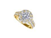 Fine Jewelry Vault UBNR50847Y14CZ 2 CT CZ Prong Set Halo Engagement Rings in 14K Yellow Gold