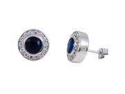 Dlux Jewels Sterling Silver Blue Cubic Zirconia Post Earrings