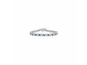 Fine Jewelry Vault UBUBR14WRD155500CZS Created Sapphire CZ Tennis Bracelet With 5 CT TGW on 14K White Gold 25 Stones