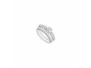 Fine Jewelry Vault UBJS1916ABW14CZ CZ Engagement Ring With CZ Wedding Rings in 14K White Gold 1.50 CT