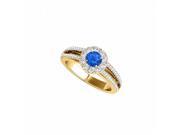 Fine Jewelry Vault UBUNR50867EAGVYCZS Sapphire CZ Halo Split Shank Design Ring 1.50 CT TGW 16 Stones