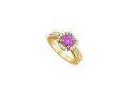 Fine Jewelry Vault UBNR83882Y14CZAM February Birthstone Amethyst CZ Yellow Gold Filigree Engagement Ring 12 Stones