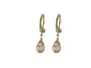 Dlux Jewels Champagne 6 x 9 Teardrop Cubic Zirconia Gold Tone Brass Lever Back with Crystal Earrings 1.08 in.