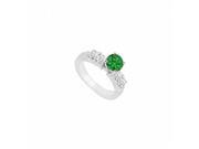 Fine Jewelry Vault UBJS661AW14DERS7.5 14K White Gold Emerald Diamond Engagement Ring 0.90 CT Size 7.5