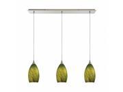 ELK Group International 10510 3LP GRS Earth 3 Light Pendant in Grass Green Glass Satin Nickel