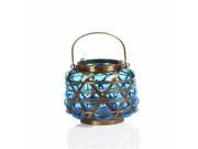 Zodax IN 5616 Bubble Basket Antique Brass Lantern Blue