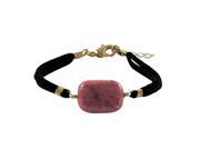 Dlux Jewels Rhodonite Pink Semi Precious Stone with Black Suede Chain Bracelet 7 x 1 in.
