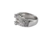Dlux Jewels Sterling Silver Cubic Zirconia Ring 3 Row 5 in.