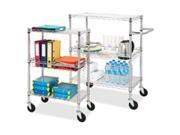 Lorell LLR84859 3 Tier Wire Rolling Cart 16 in. x 26 in. x 40 in. Chrome