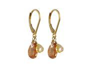 Dlux Jewels Gold Filled Lever Back Earrings with 6 x 9 mm Champagne Teardrop Cubic Zirconia 5 x 5 mm Citrine Teardrop Cubic Zirconia Hanging 1.10 in.
