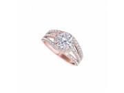 Fine Jewelry Vault UBNR50846EP14CZ CZ Split Shank Design Engagement Ring in 14K Rose Gold