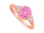 Fine Jewelry Vault UBUNR83932P148X6CZPS Oval Pink Sapphire CZ Designer 14K Rose Gold Ring 6 Stones