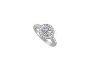 Fine Jewelry Vault UBNR83435W14CZ April Birthstone CZ 14K White Gold Halo Engagement Ring 1.50 CT TGW