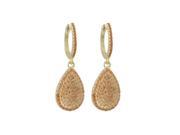 Dlux Jewels Gold Plated Sterling Silver 11 x 16 mm Teardrop with Champagne Cubic Zirconia Earrings 1.22 in.