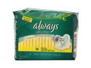 Always 18 Count Ultra Thin Unscented Pads With Wings Regular Pack Of 12