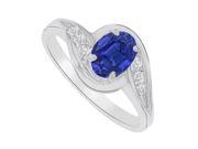 Fine Jewelry Vault UBUNR81593AG7X5CZS Sapphire CZ Semi Swirl Ring in 925 Sterling Silver 2 Stones