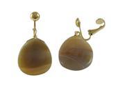 Dlux Jewels Natural Semi Precious Stone Gold Tone Brass Clip on Earrings 1.5 in.