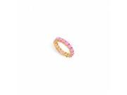 Fine Jewelry Vault UBU14YR400PS22620 Created Pink Sapphire Eternity Band 14K Yellow Gold 4 CT TGW 18 Stones