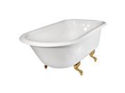 World Imports 952246 Traditional 61 in. Roll Top Cast Iron White Polished Brass
