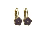 Dlux Jewels 17 mm Lavender Enamel Flower Gold Plated Brass Leverback Earrings