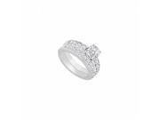 Fine Jewelry Vault UBJS227ABW14DRS4.5 14K White Gold Diamond Engagement Ring with Wedding Band Set 1.50 CT Size 4.5