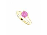 Fine Jewelry Vault UBURSRD122099Y14PS September Birthstone Created Pink Sapphire Engagement Ring in 14K Yellow Gold 1 CT TGW