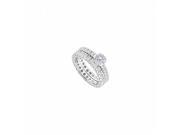 Fine Jewelry Vault UBJS19481ABW14CZ CZ Eternity Wedding Band Engagement Ring in 14K White Gold 1.50 CT