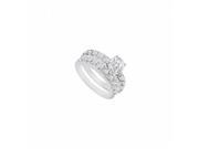 Fine Jewelry Vault UBJS656ABW14DRS8.5 14K White Gold Diamond Engagement Ring with Wedding Band Set 1.50 CT Size 8.5