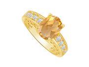 Fine Jewelry Vault UBNR83553AGVY9X7CZCT Oval Citrine CZ Ring in 18K Yellow Gold Vermeil 8 Stones
