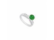 Fine Jewelry Vault UBJS590AW14DE 14K White Gold Emerald Diamond Engagement Ring 1 CT TGW 6 Stones