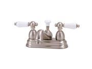 World Imports 289873 4.5 in. Spout Reach Lavatory Faucet with Porcelain Lever Handles Satin Nickel