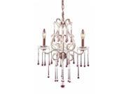 Elk Lighting 4011 3Rs 3 Light Chandelier In Rust And Rose Crystal