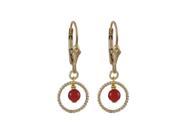 Dlux Jewels Red 4 mm Ball 8 mm Braided Ring with 27.5 mm Long Gold Filled Lever Back Earrings