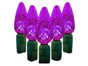 Queens of Christmas S 70C6PU 4G 23 ft. C6 Purple C6 LED Lights with 4 in. Spacing and Green Wire