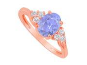Fine Jewelry Vault UBUNR83932P148X6CZTZ Oval Tanzanite CZ Designer 14K Rose Gold Ring 6 Stones
