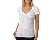 Next Level Apparel 6540 Burnout Crossover V Neck Tee White Large