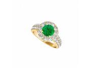 Fine Jewelry Vault UBUNR50847EAGVYCZE Emerald CZ Halo Engagement Ring in Yellow Gold Vermeil 11 Stones