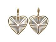 Dlux Jewels Tri Color Brass with Dangling Heart Post Earrings