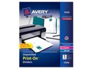 Avery AVE11553 Print On Dividers Unpunched 8.5 in. x 11 in. 8Tab 5 ST WE