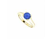 Fine Jewelry Vault UBURSRD122099Y14S September Birthstone Created Blue Sapphire Engagement Ring in 14K Yellow Gold 1 CT TGW