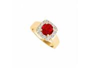 Fine Jewelry Vault UBUNR50823EY14CZR Halo Engagement Ring With Ruby CZ in 14K Yellow Gold