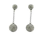 Dlux Jewels Gold White Crystal Ball Earrings 8 x 12 mm