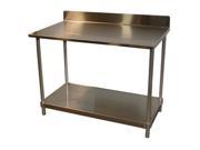 Prairie View 16gaSTBS303436 16 Gauge Stainless Top Table with Backsplash 34 to 35.5 x 30 x 36 in.