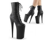 Pleaser ADO1021_B_C 12 2.75 in. Platform Peep Toe Lace Up Ankle Boot with Side Zip Black Clear Size 12