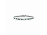 Fine Jewelry Vault UBUBR14WRD131100CZE May Birthstone Created Emerald CZ Tennis Bracelet in 14K White Gold 1 CT TGW 36 Stones