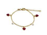 Dlux Jewels Gold Red Heart Bracelet Size 5